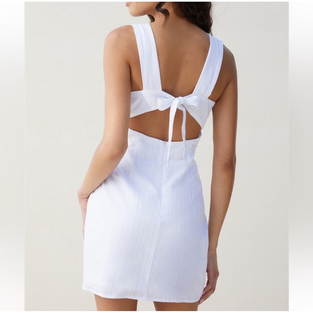 BEVERLY & BECK Matilda Bow Strap Mini Dress Size S coquette girly feminine - Picture 2 of 7